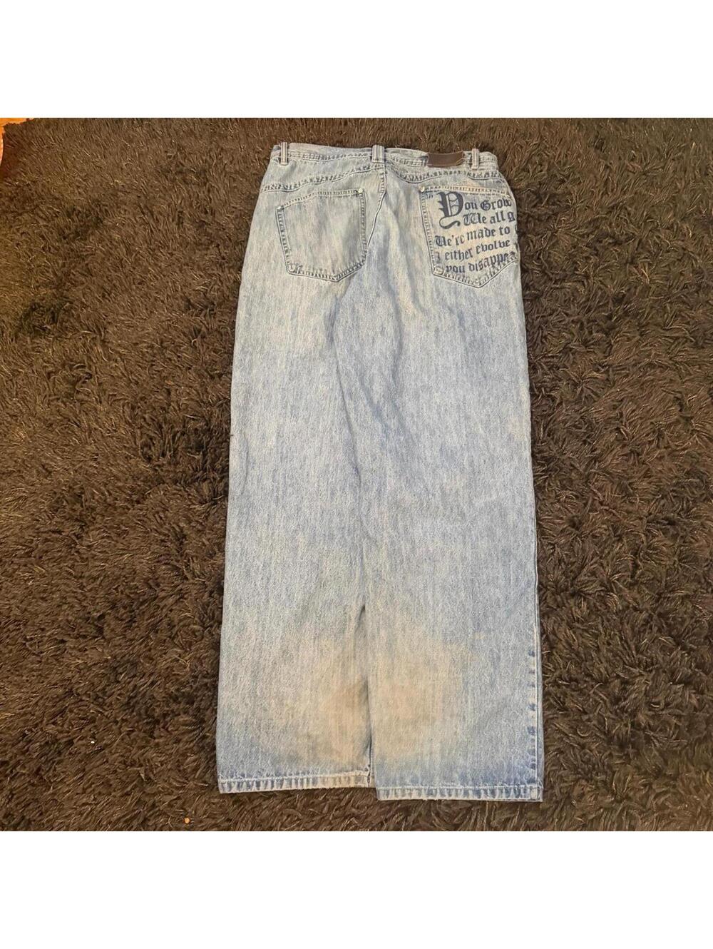 Makaveli Tupac light wash baggy jeans